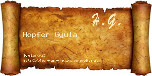 Hopfer Gyula névjegykártya
